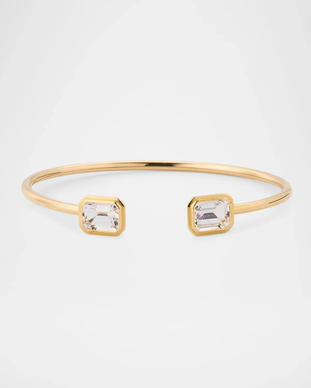 Manhattan 18K Yellow Gold Round Tube Flexible Rock Crystal Bracelet