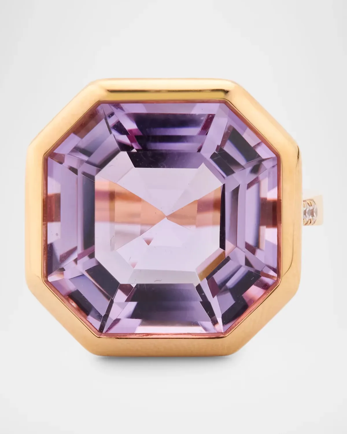 18K Rose Gold Gossip Lavender Amethyst Octagon Ring with Diamonds by Goshwara