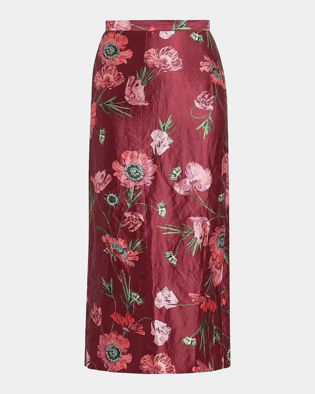 Floral Satin Midi Skirt by Erdem
