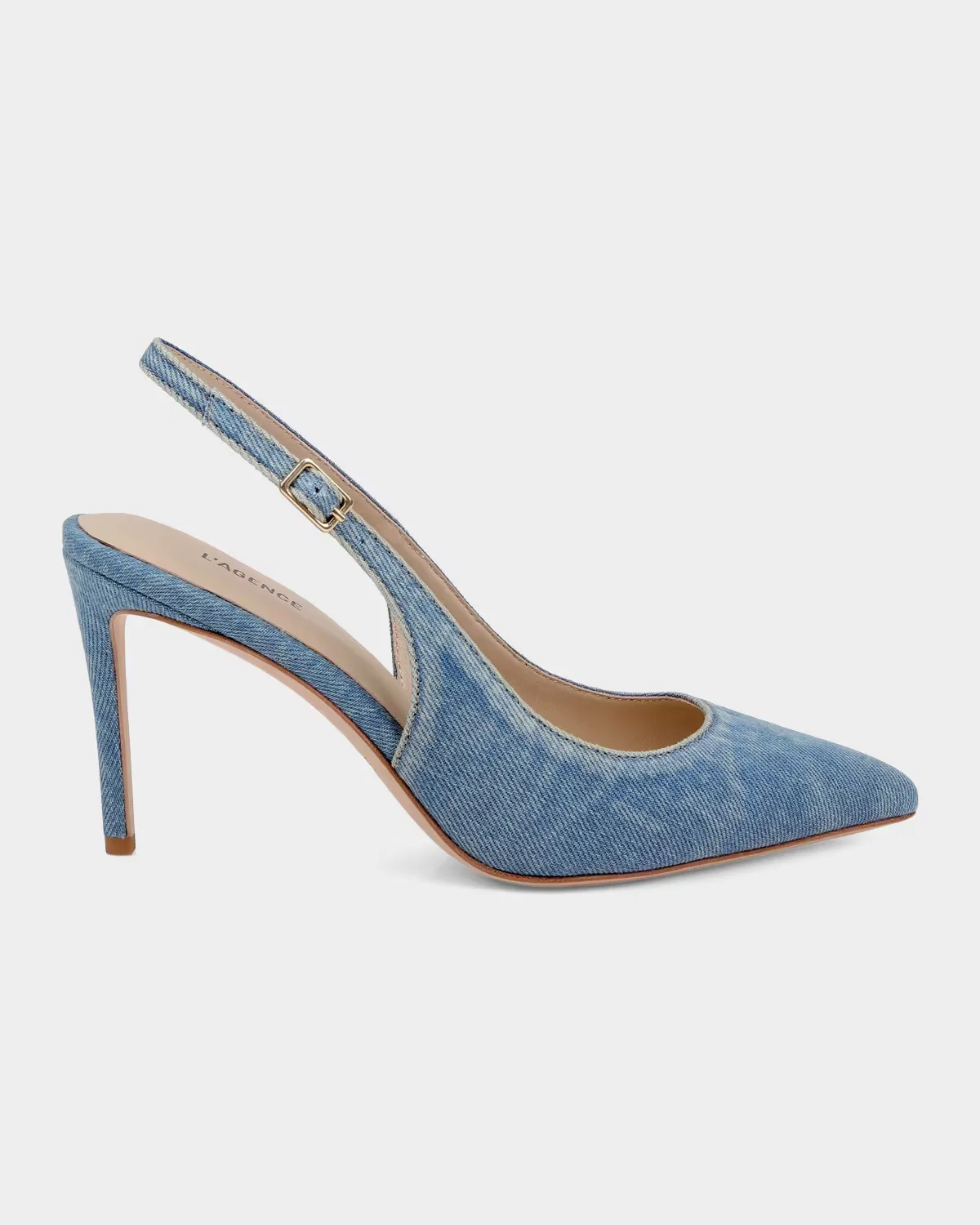 85mm Vichy Denim Slingback Pumps by L & apos;AGENCE