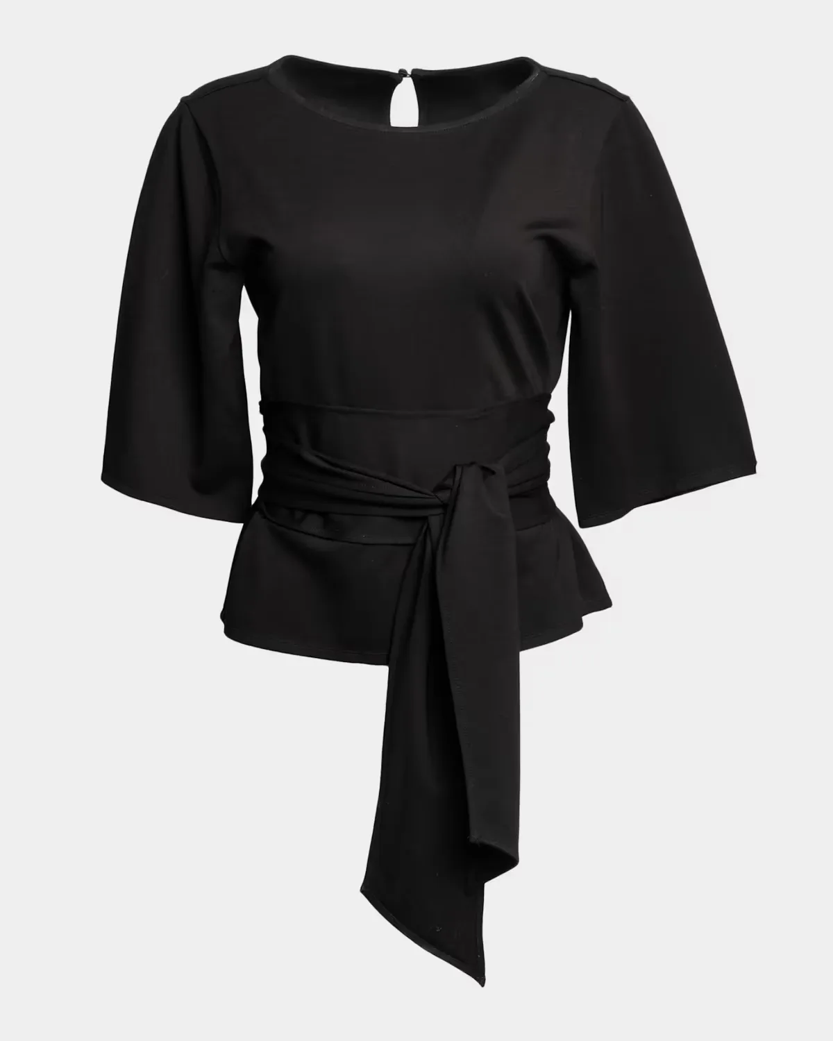 Whitney Belted Bateau-Neck Top by Frances Valentine