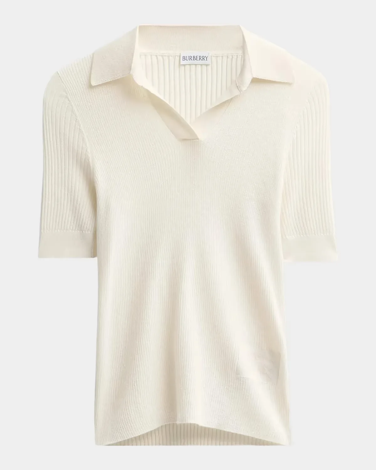 Rain Rib-Knit Cashmere Polo Shirt by Burberry