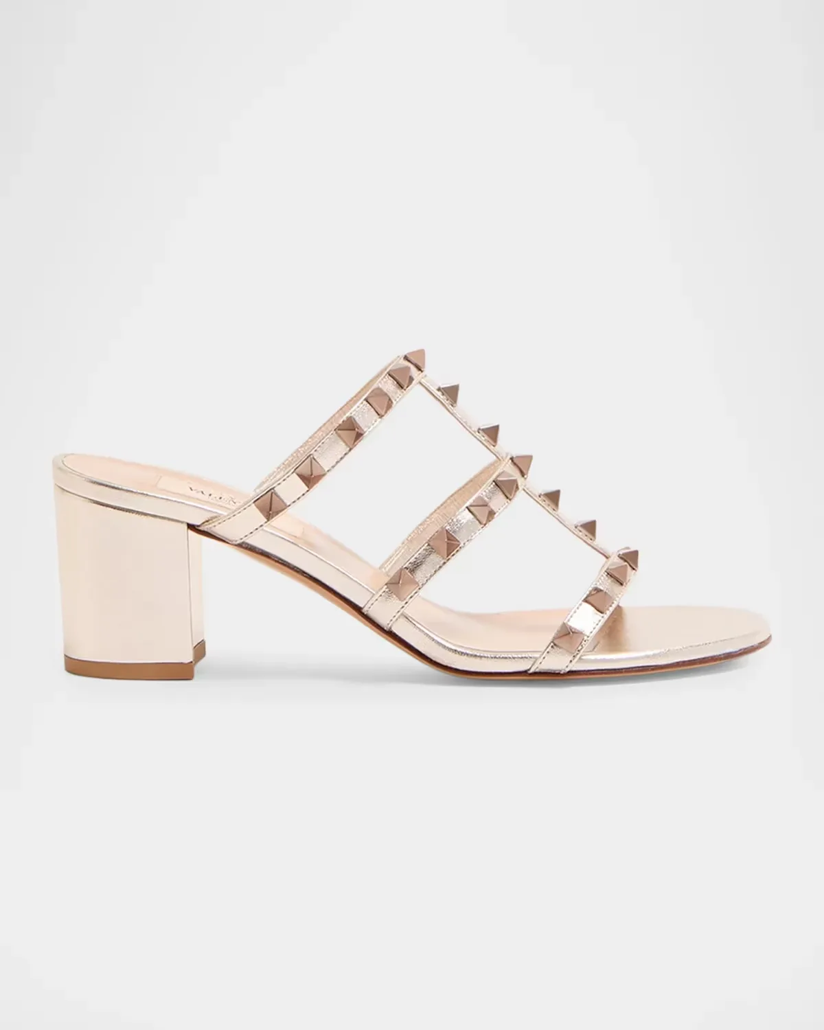 60mm Rockstud Caged Block-Heel Slide Sandals by Valentino Garavani