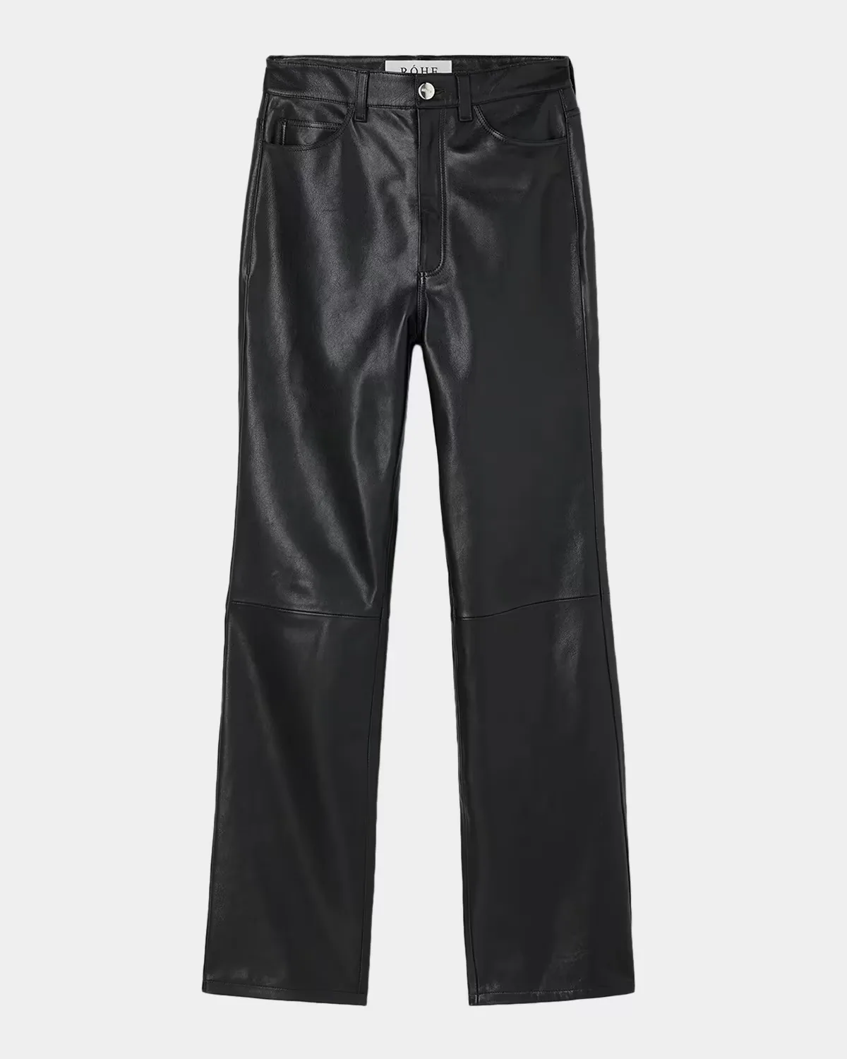 High-Waist Leather Straight-Leg Pants
