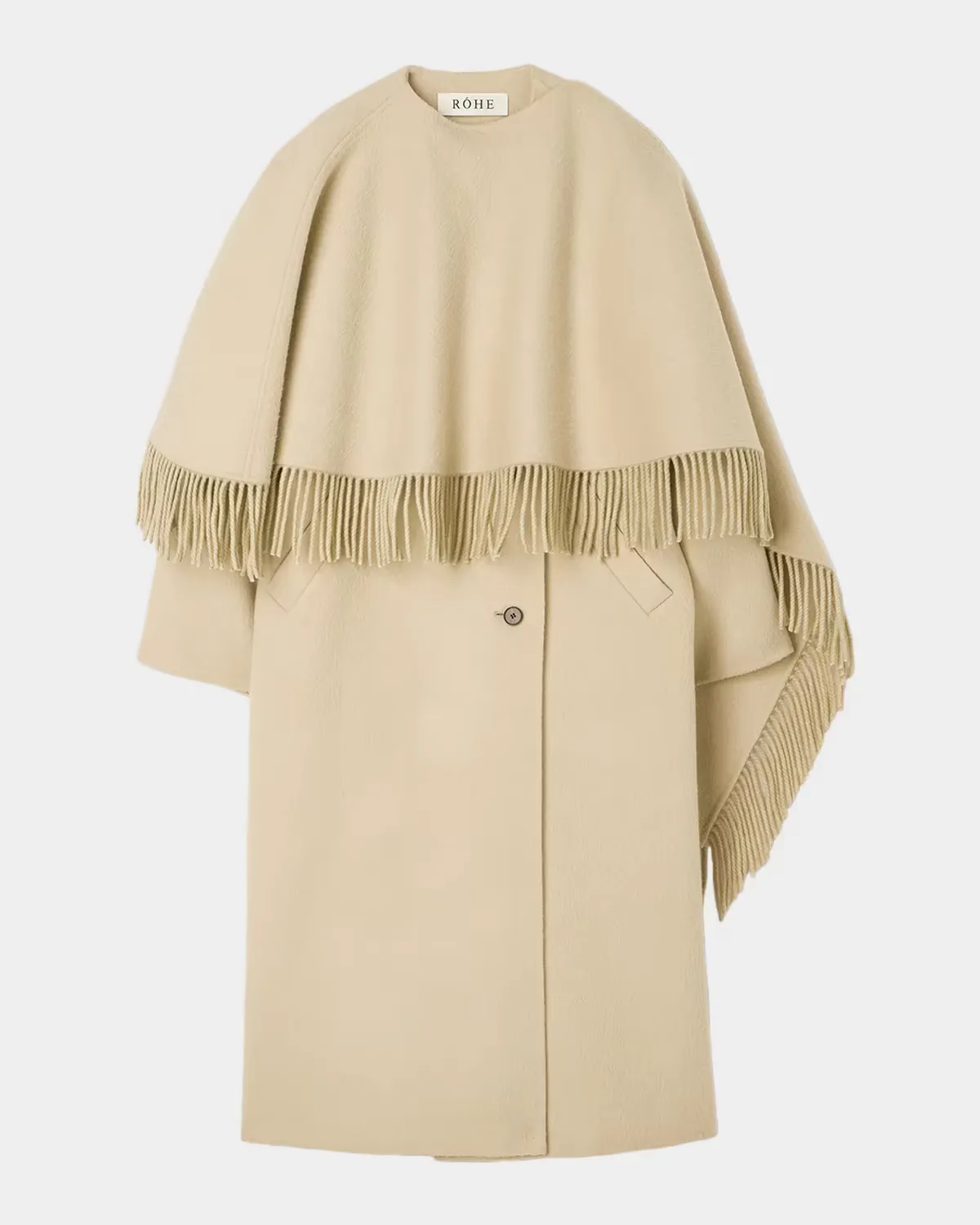 Double-Faced Wool Fringe Coat by Rhe