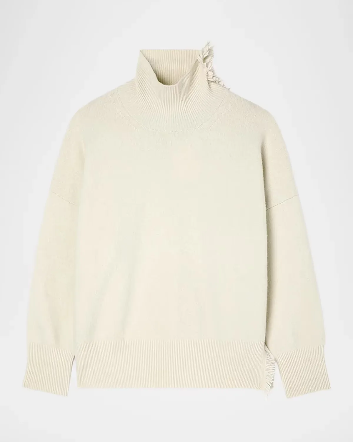 Turtleneck Fringe-Trim Sweater by Rhe