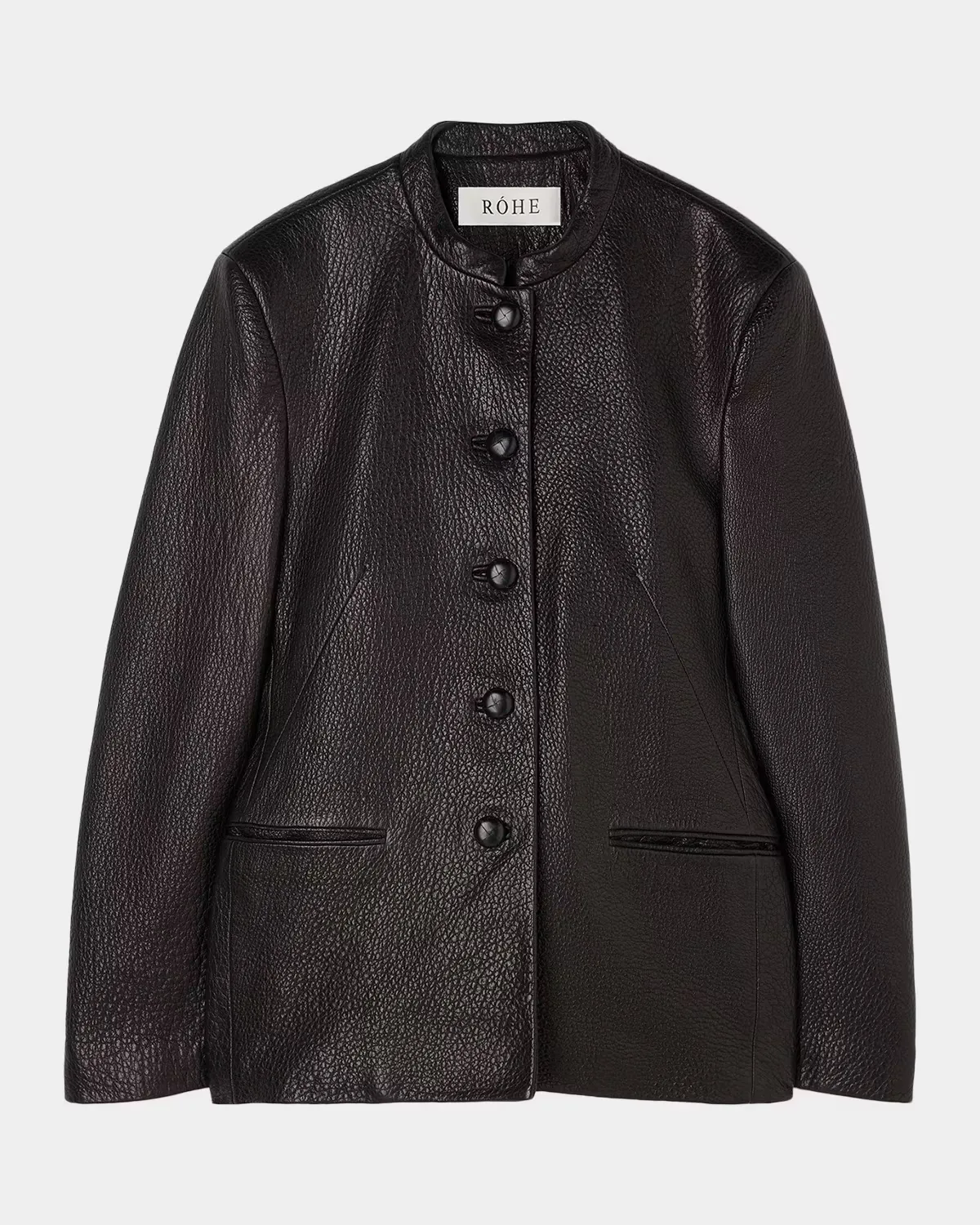 Shaped Grain Leather Jacket by Rhe