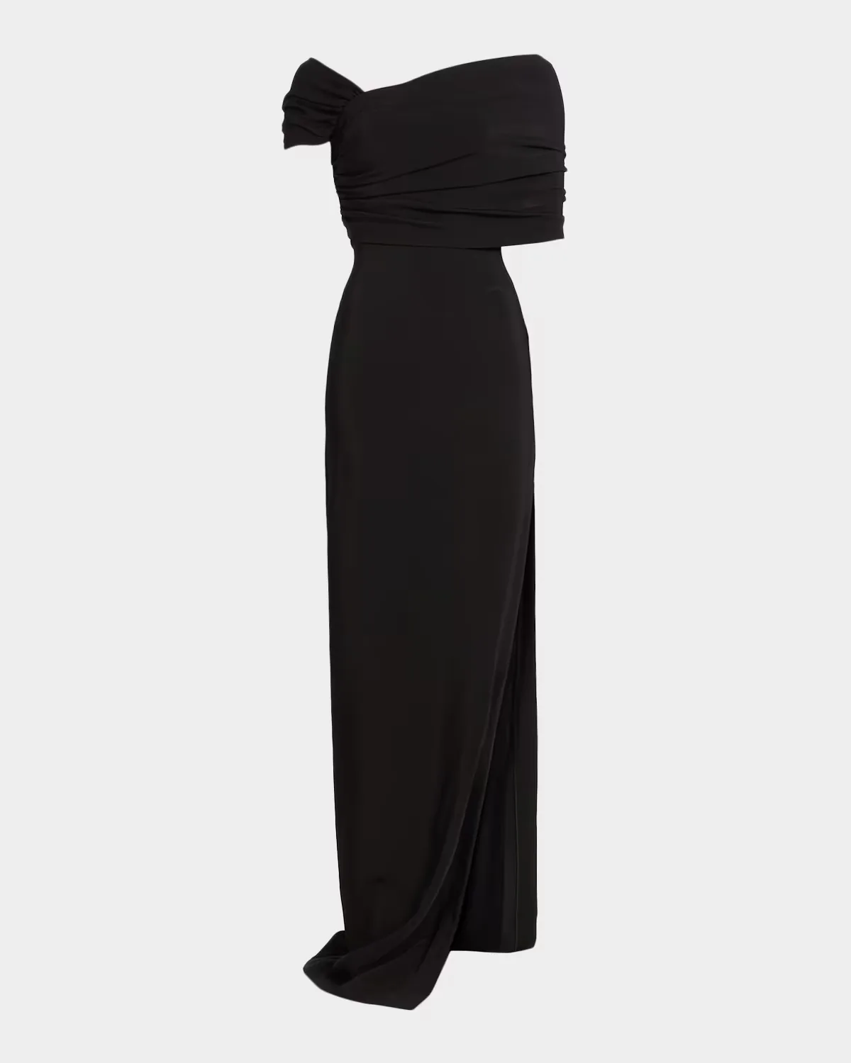 Asymmetric Draped Off-The-Shoulder Column Gown by Oscar de la Renta