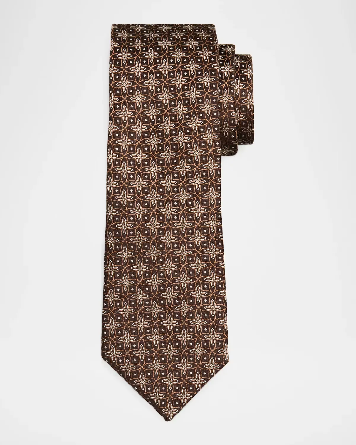 Geometric Floral Silk Tie by Brunello Cucinelli