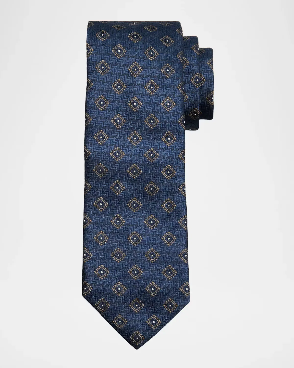 Chevron Medallion Jacquard Silk Tie by Brunello Cucinelli