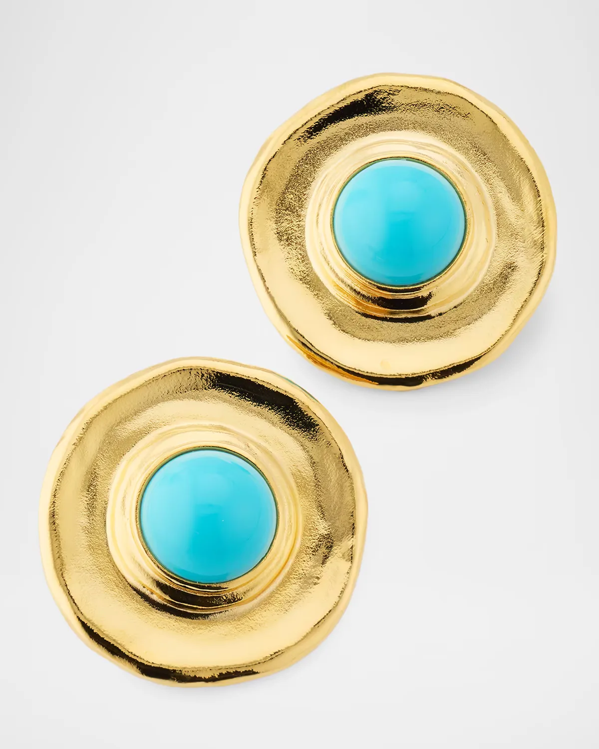 Textured Turquoise Center Clip Earrings by Kenneth Jay Lane