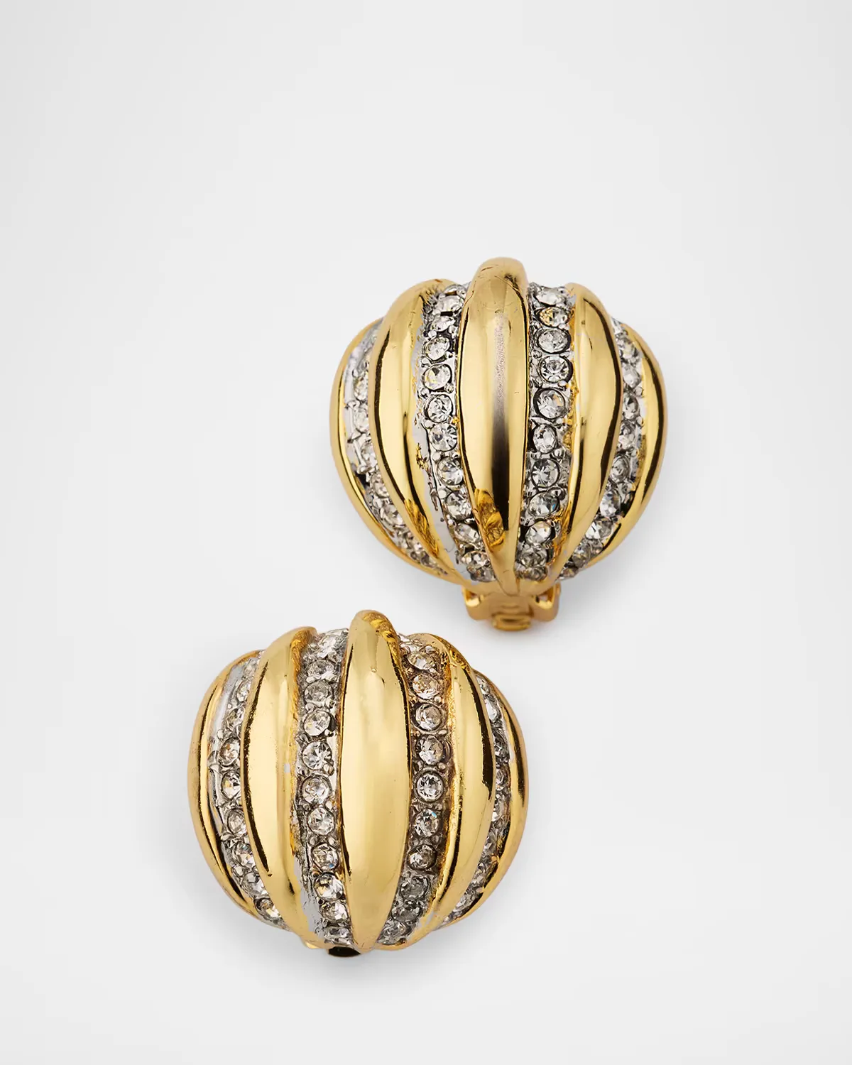 Rhinestone Domed Clip Earrings by Kenneth Jay Lane