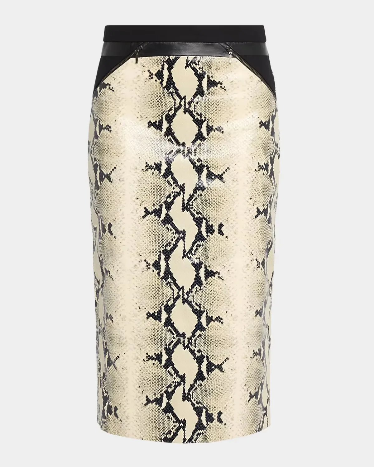 Blocked Python Embossed Leather Midi Pencil Skirt by MARIA MCMANUS