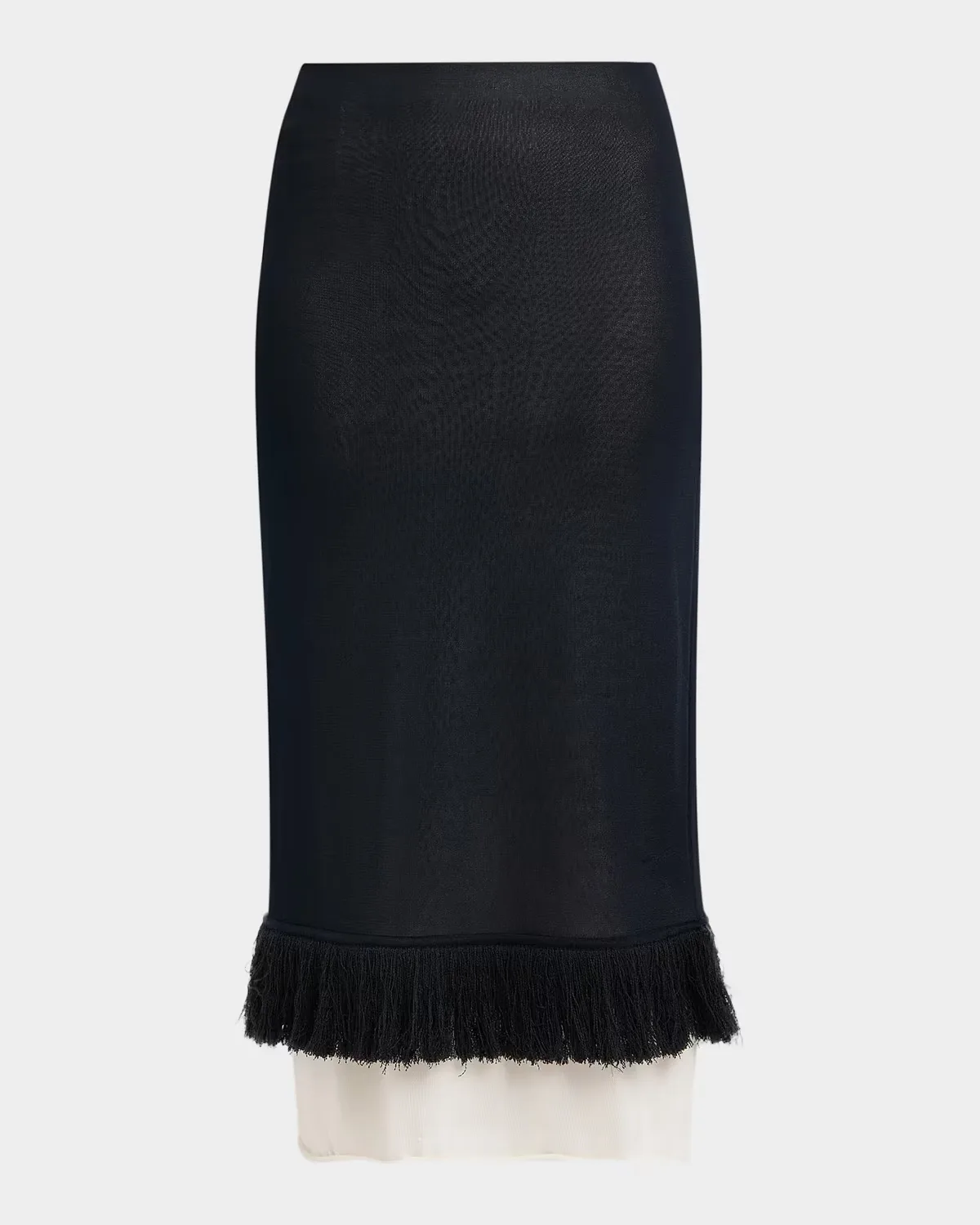 Colorblock Layered Fringe Midi Skirt