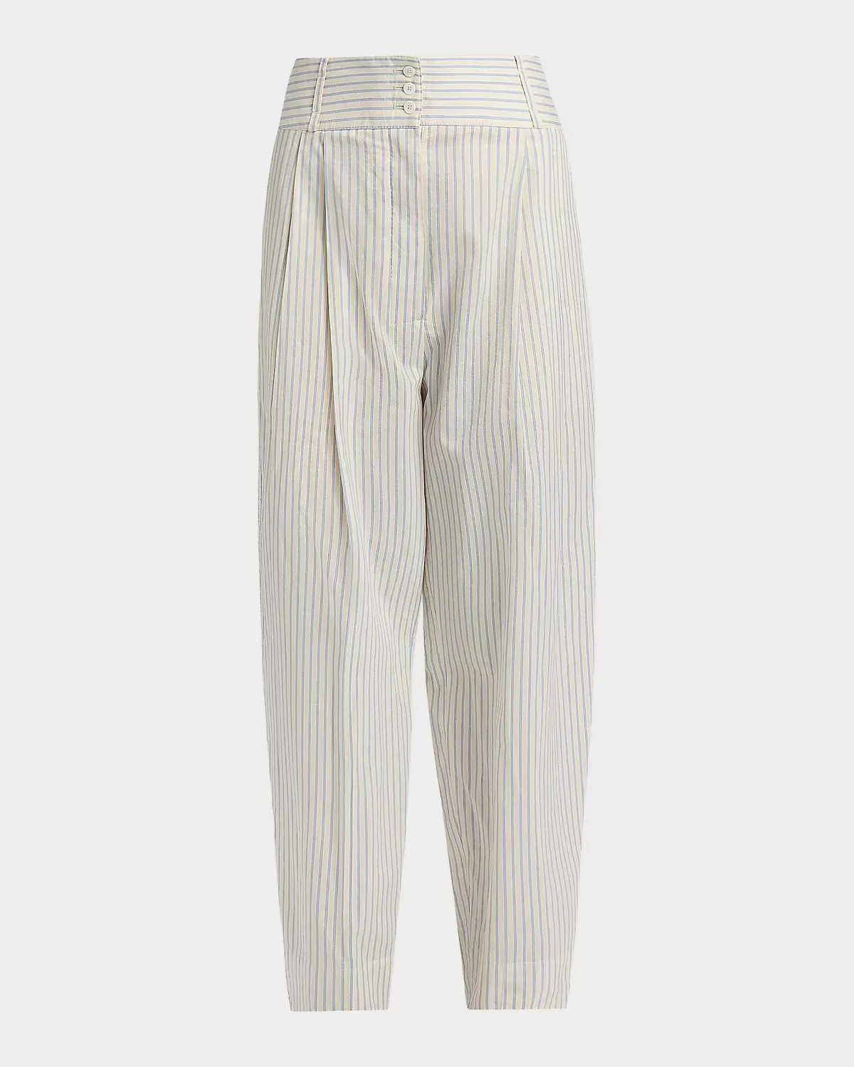 Striped Cotton-Silk Balloon Trousers by Totême