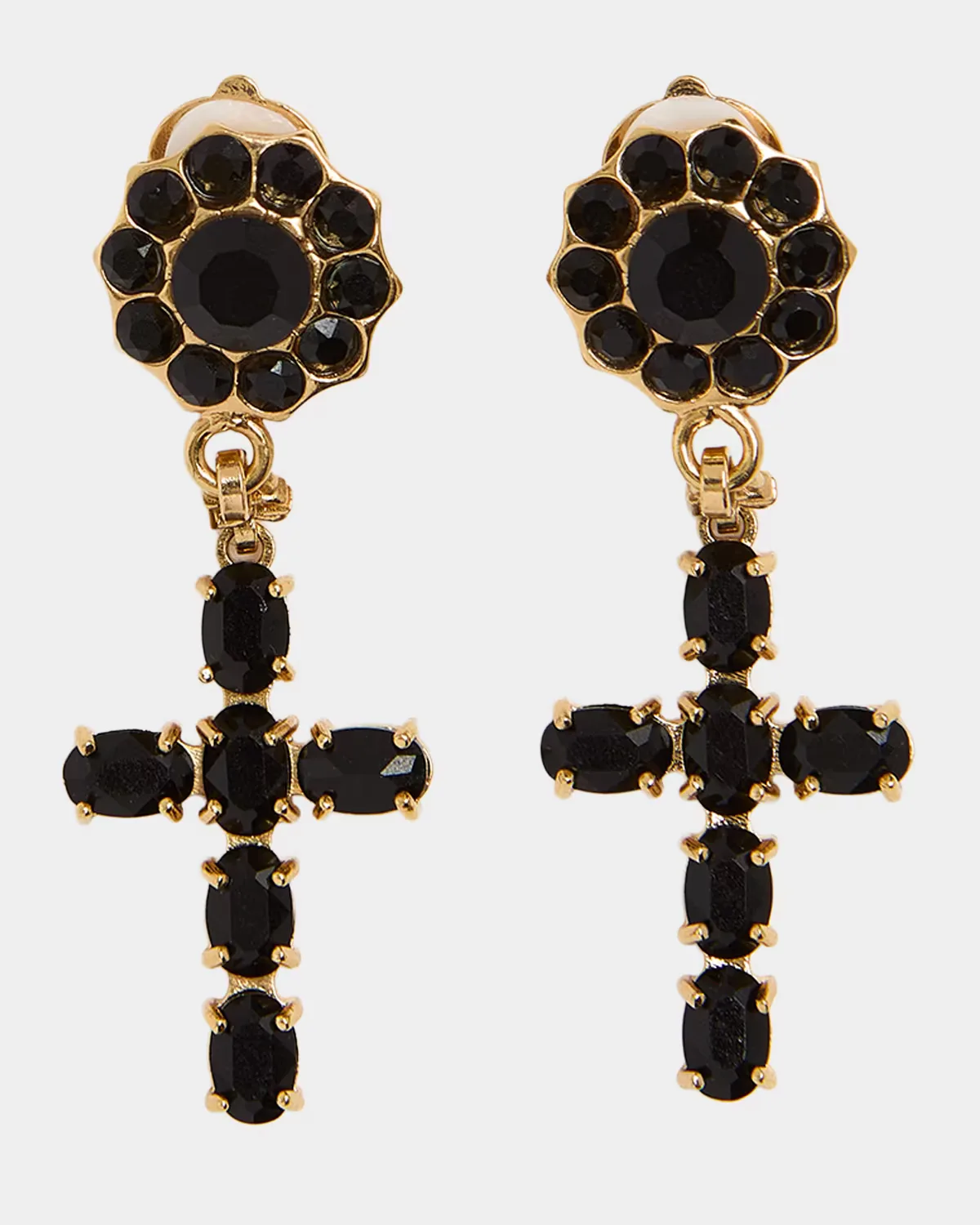 Silvertone Cross Pendant Clip-On Drop Earrings by Dolce & Gabbana