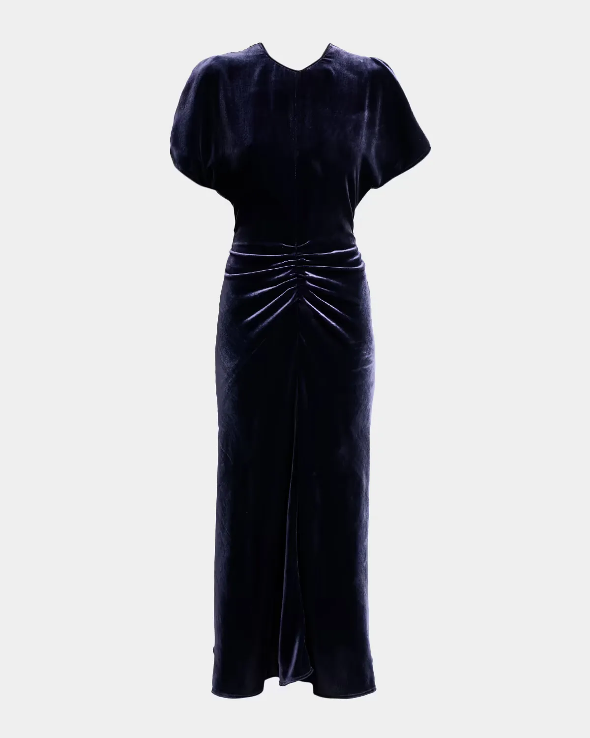 Bela Ruched Velvet Midi Dress by Victoria Beckham