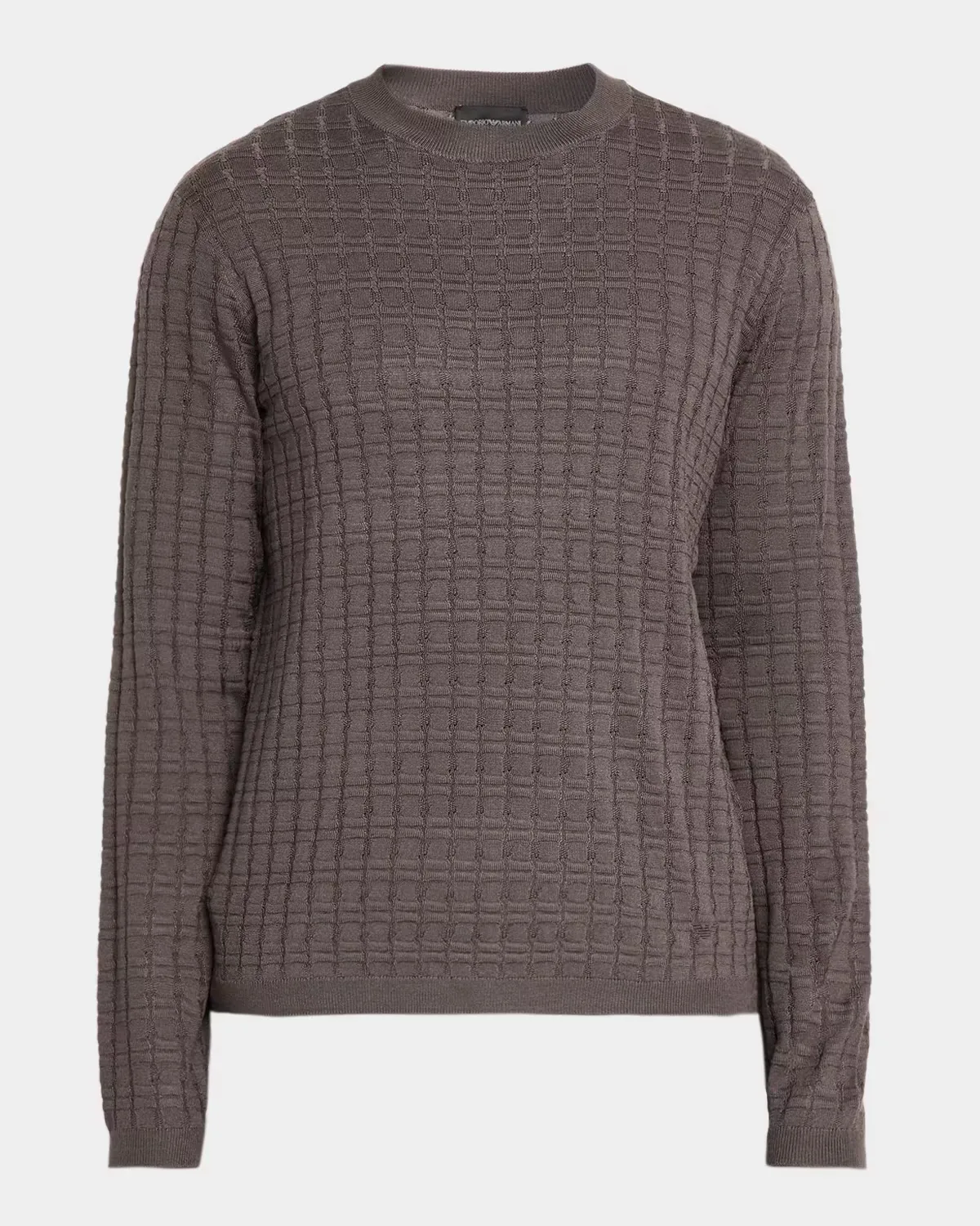 Grid Jacquard Crewneck Sweater by Armani