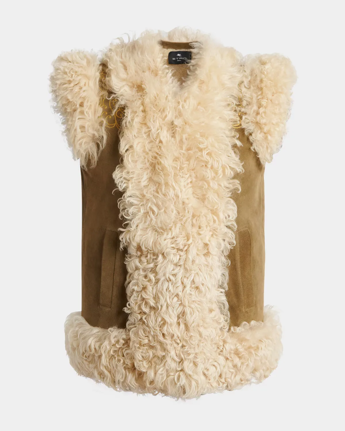 Peacock Embroidered Lamb Shearling Vest by ETRO