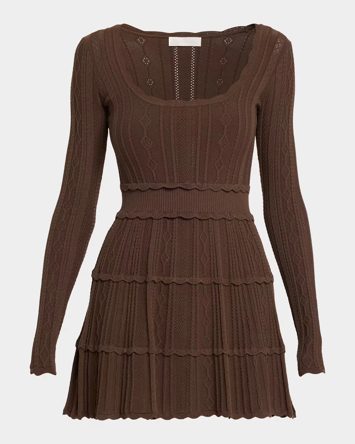 Lunelle Pointelle Knit Long-Sleeve Mini Dress