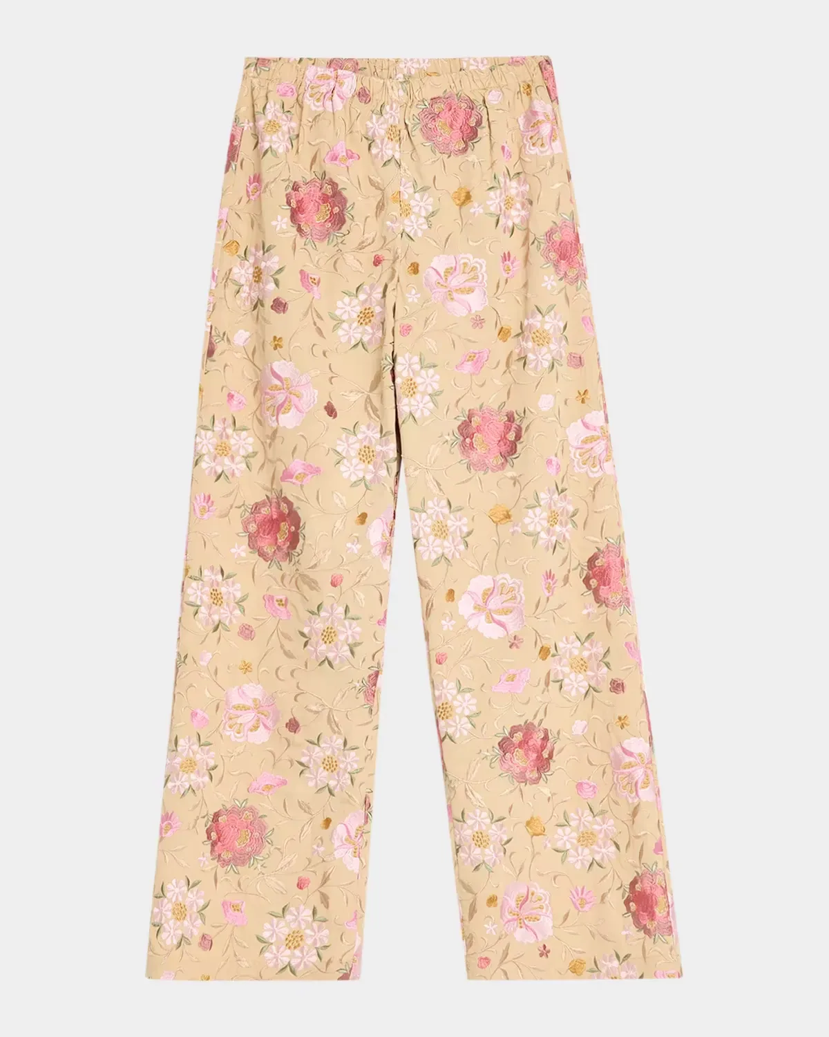 Janae Embroidered Wide-Leg Pants by LoveShackFancy