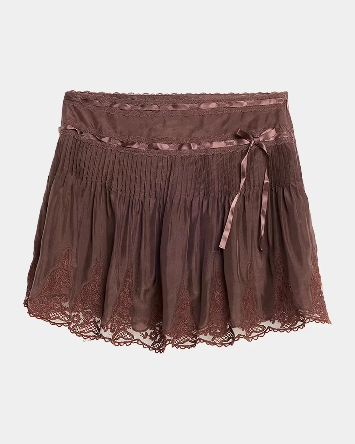 Marais Lace-Trim Mini Skirt by LoveShackFancy