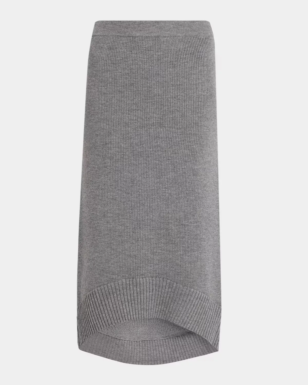 Wool-Blend Ribbed High-Low Midi Skirt by Victoria Beckham