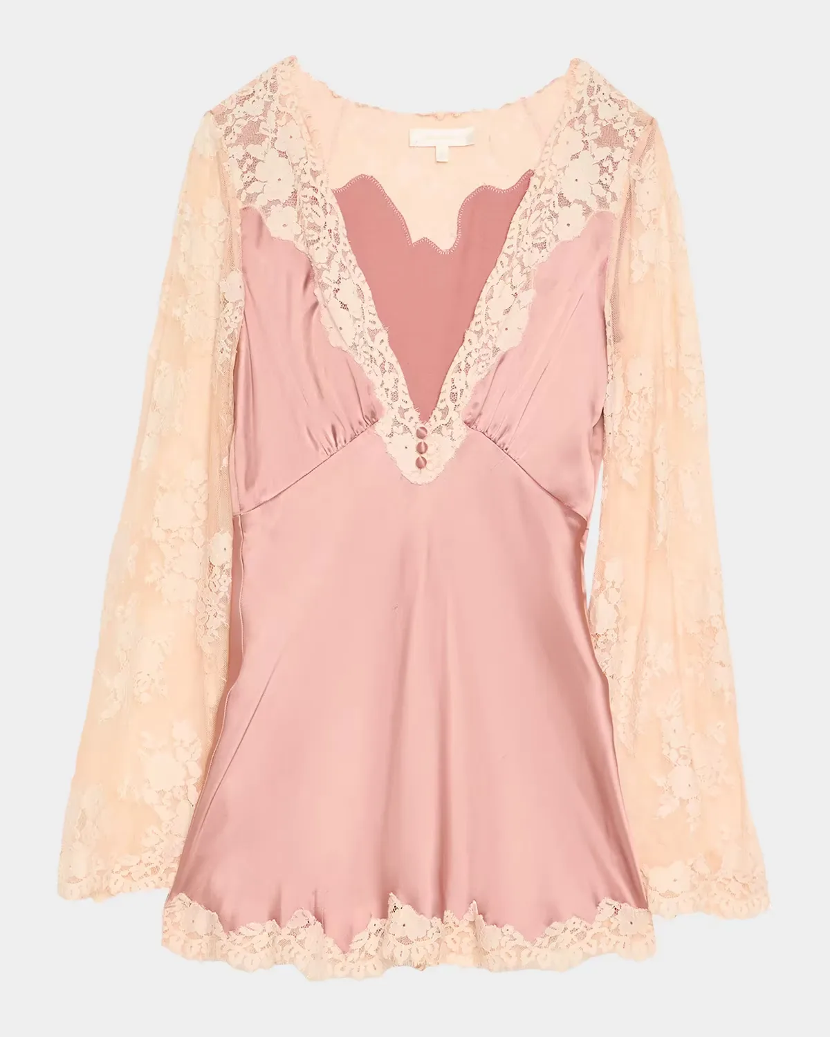 Dawselle Lace-Trim Mini Dress by LoveShackFancy