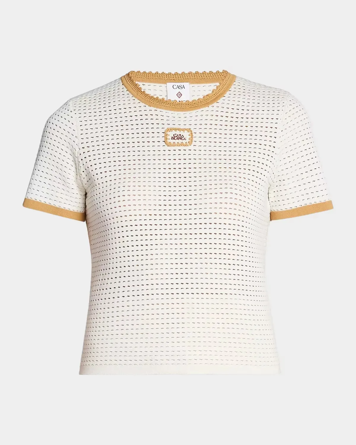 Perforated Cotton Knit Crewneck T-Shirt by Casablanca