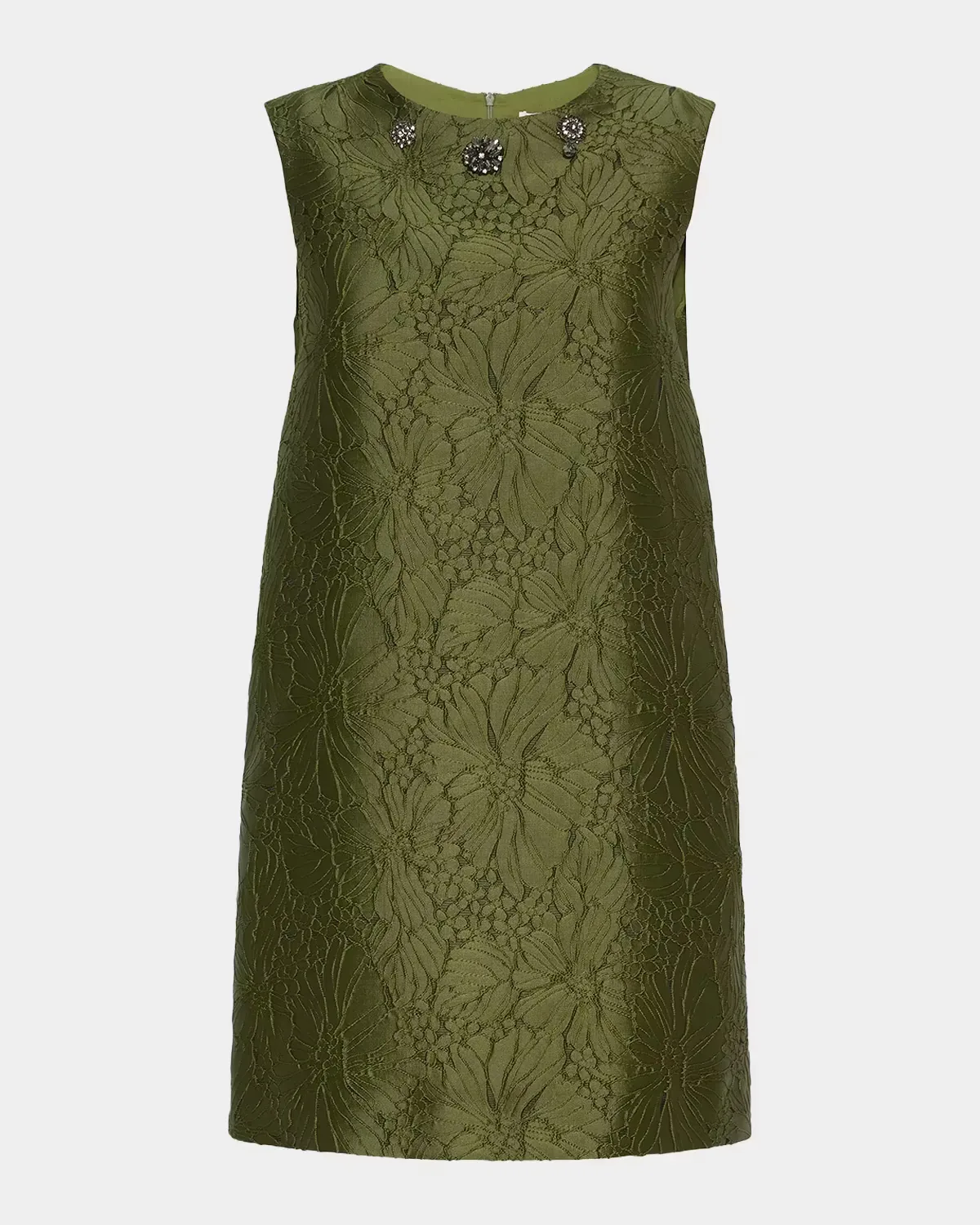 Embellished Floral Jacquard Sleeveless Mini Shift Dress by Max Mara