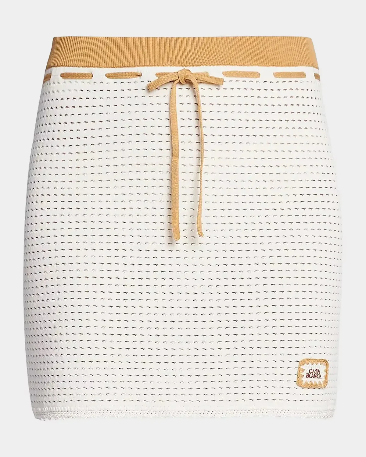 Perforated-Cotton Knit Drawstring Miniskirt by Casablanca