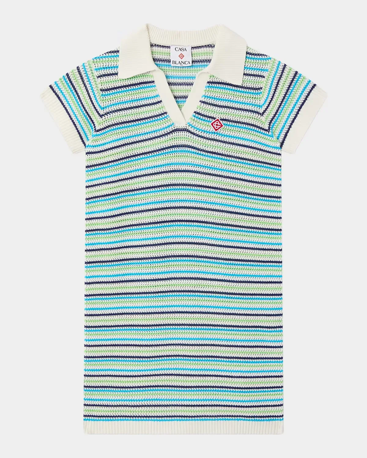Striped Short-Sleeve Cotton Dress by Casablanca