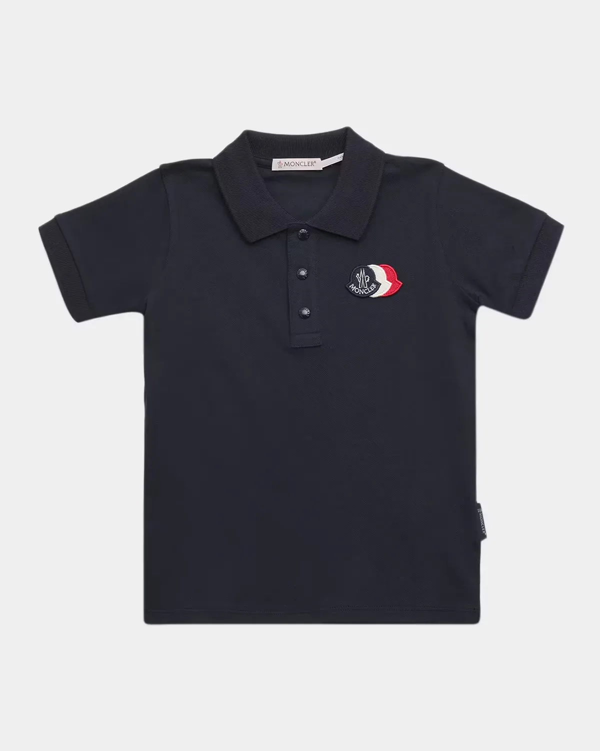 Tricolor Logo Short-Sleeve Polo Shirt by Moncler