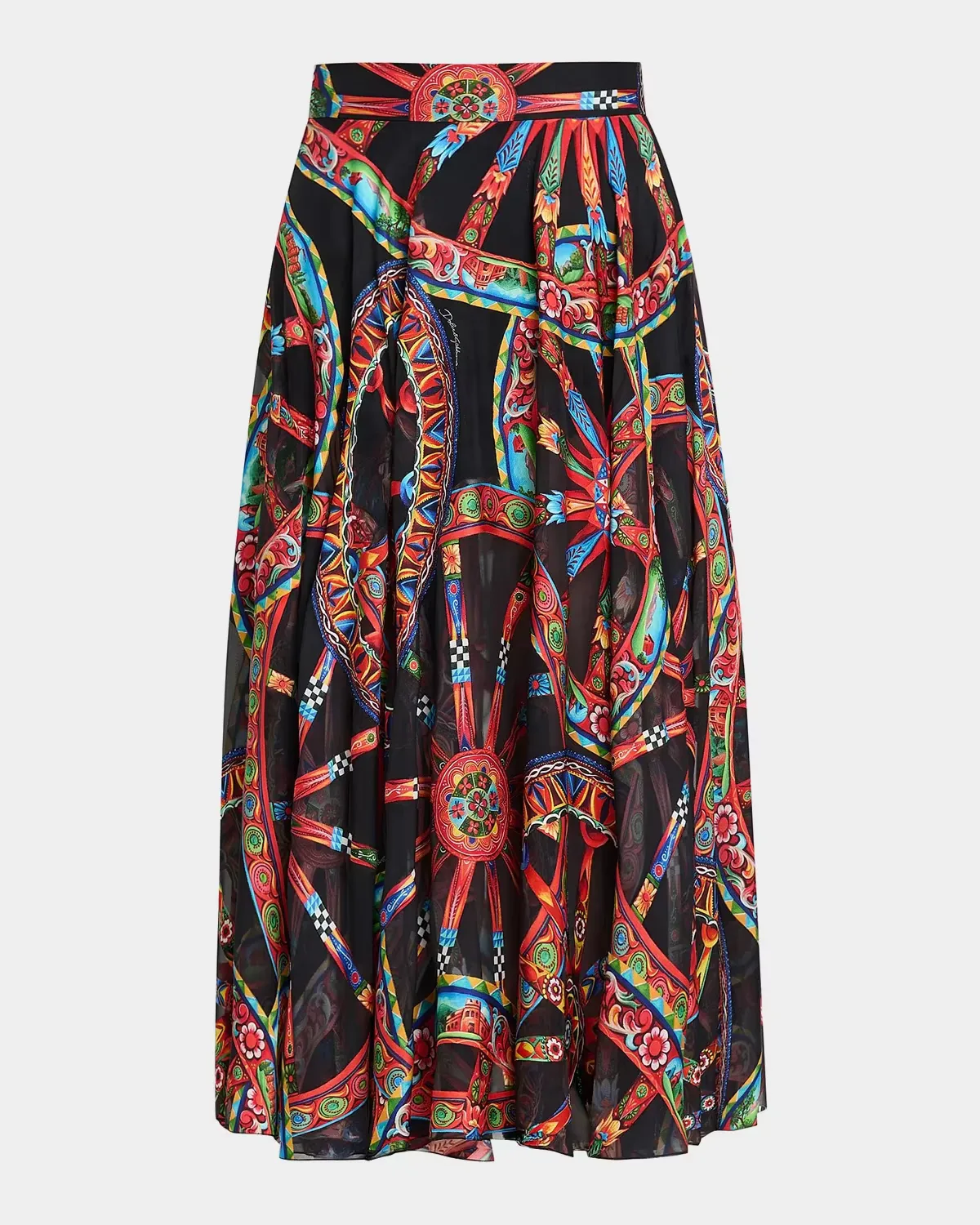 Geometric Silk-Blend Pleated Midi-Skirt by Dolce & Gabbana