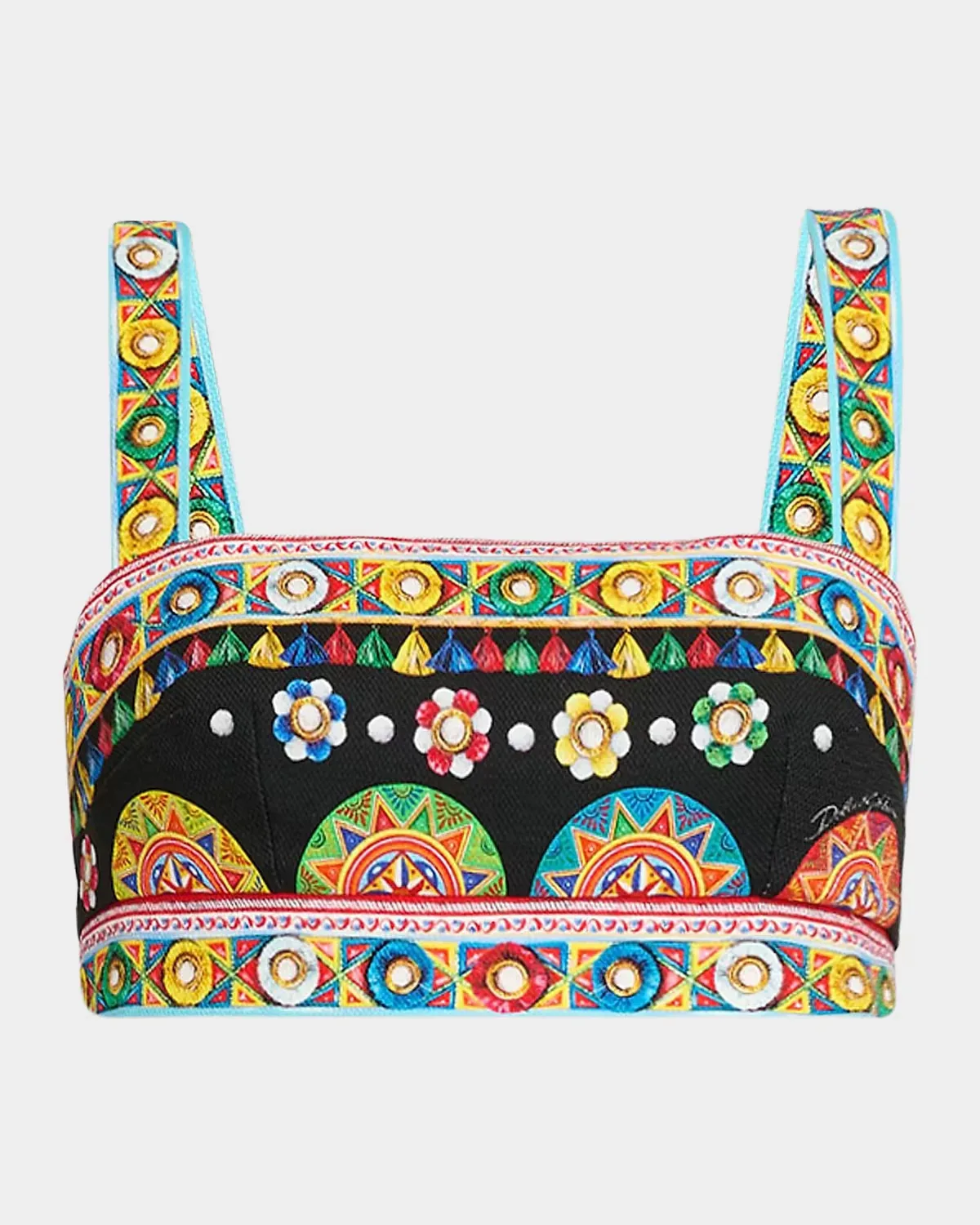 Geometric Stretch-Cotton Crop Top by Dolce & Gabbana