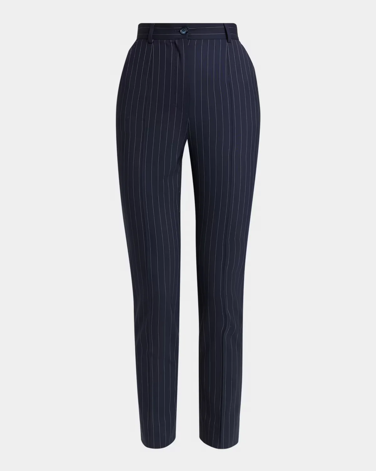 Pinstripe Wool Skinny-Leg Ankle Trousers