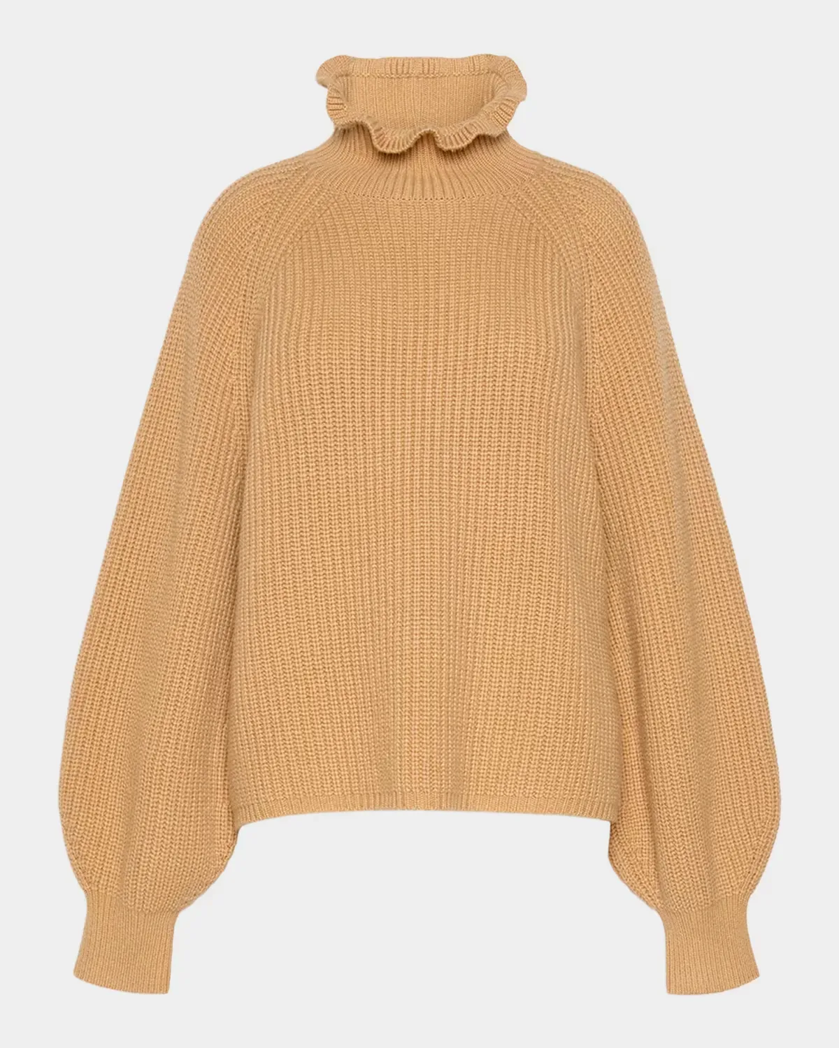 Wool-Cashmere Ruffle Turtleneck Sweater by Max Mara