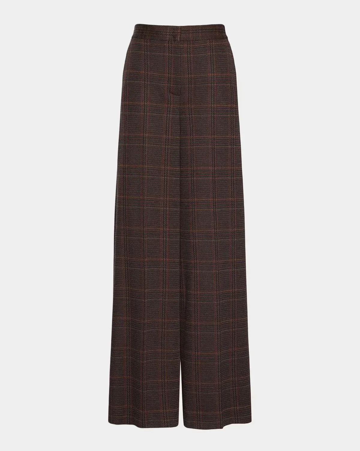 Check Wool Wide-Leg Pants by Max Mara