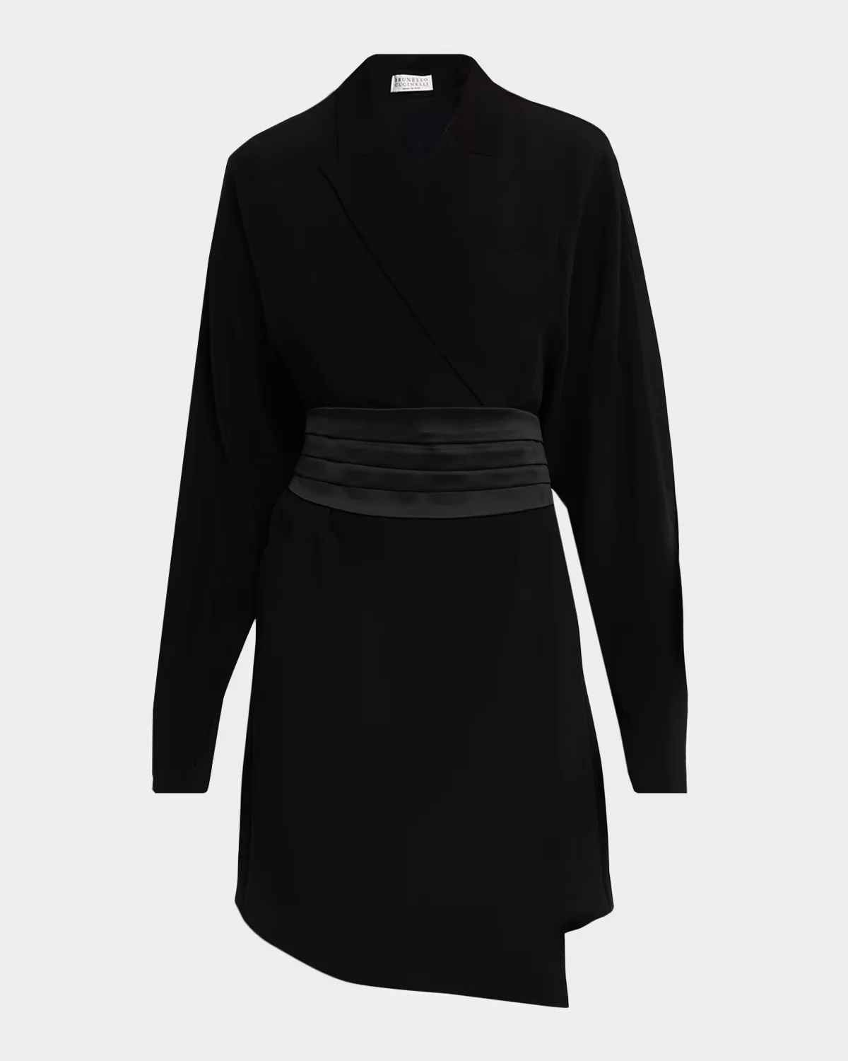 Cummerbund Dolman-Sleeve Mini Wrap Dress