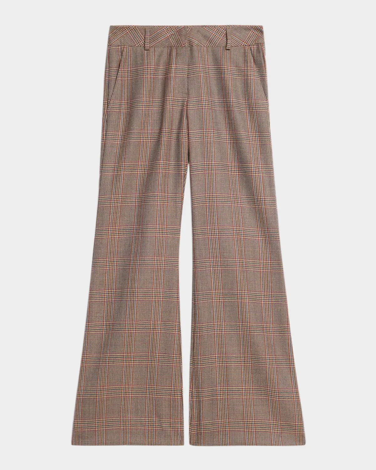Glen Plaid Wool Flared Trousers by Maison Common