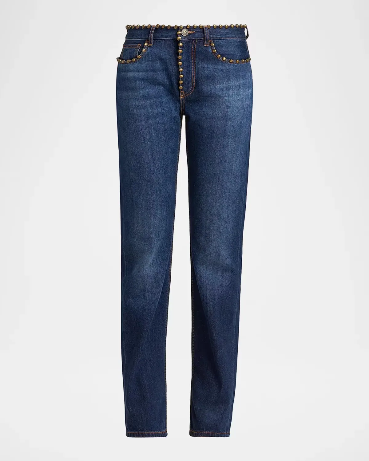 Mid-Rise Studded Straight-Leg Jeans by ETRO