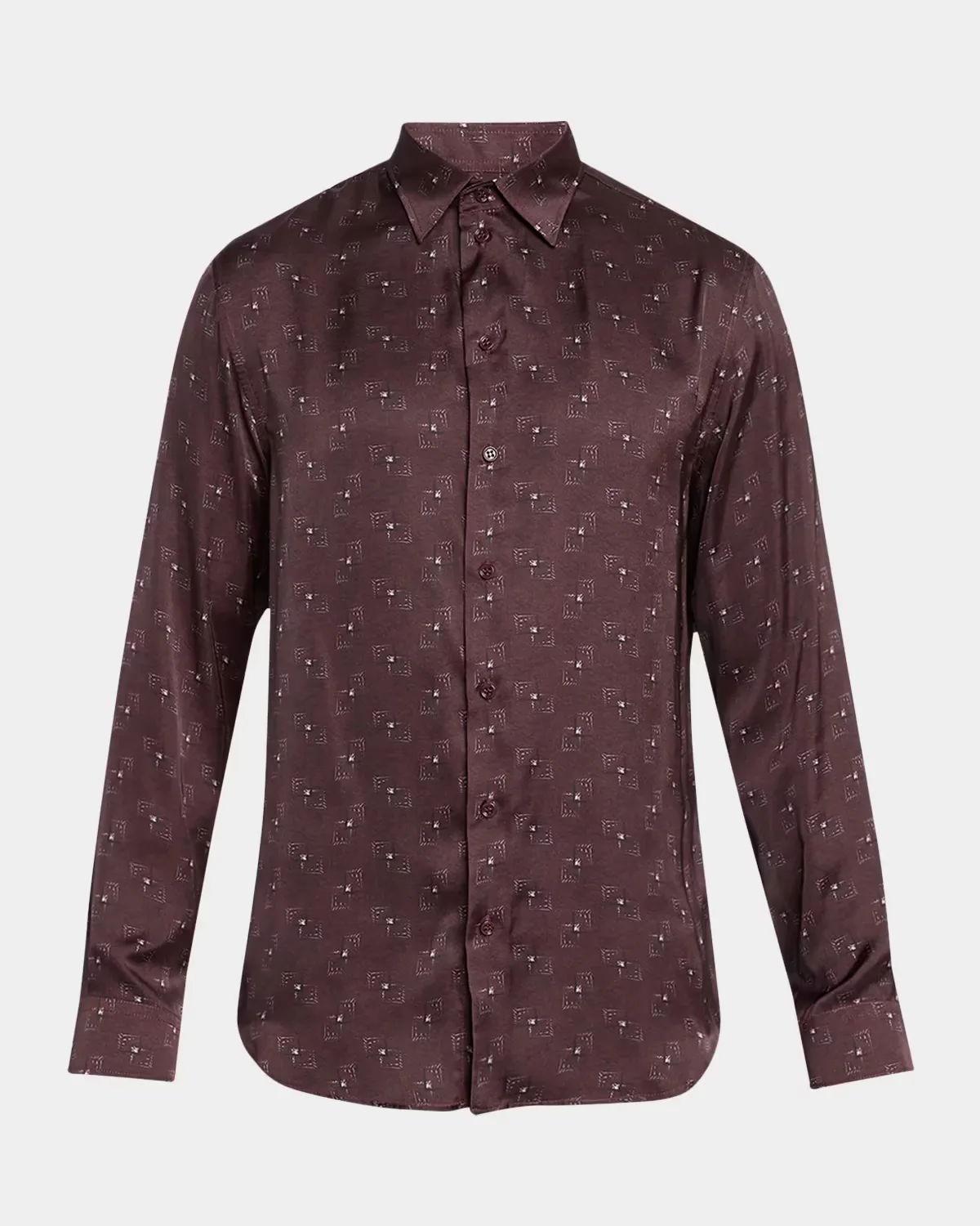 Overlapping Square Silk Button-Front Shirt by Armani