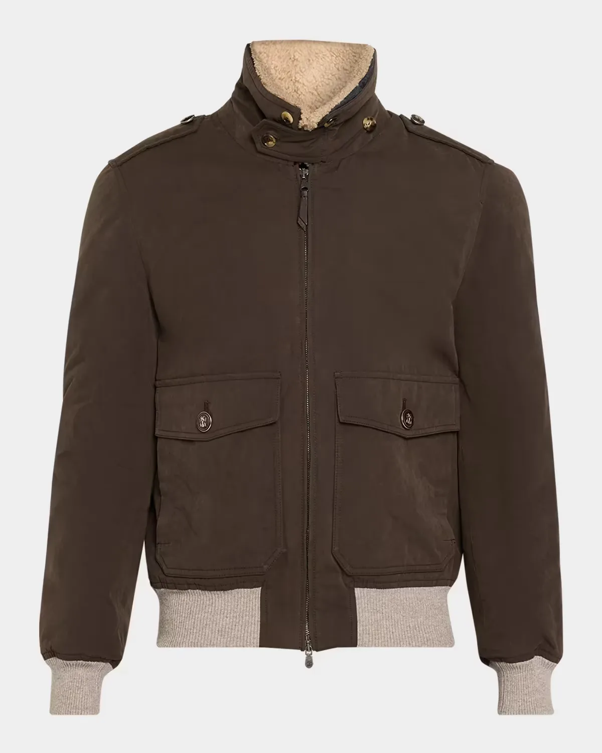 Water-Resistant Shearling-Lined Bomber Jacket by Brunello Cucinelli