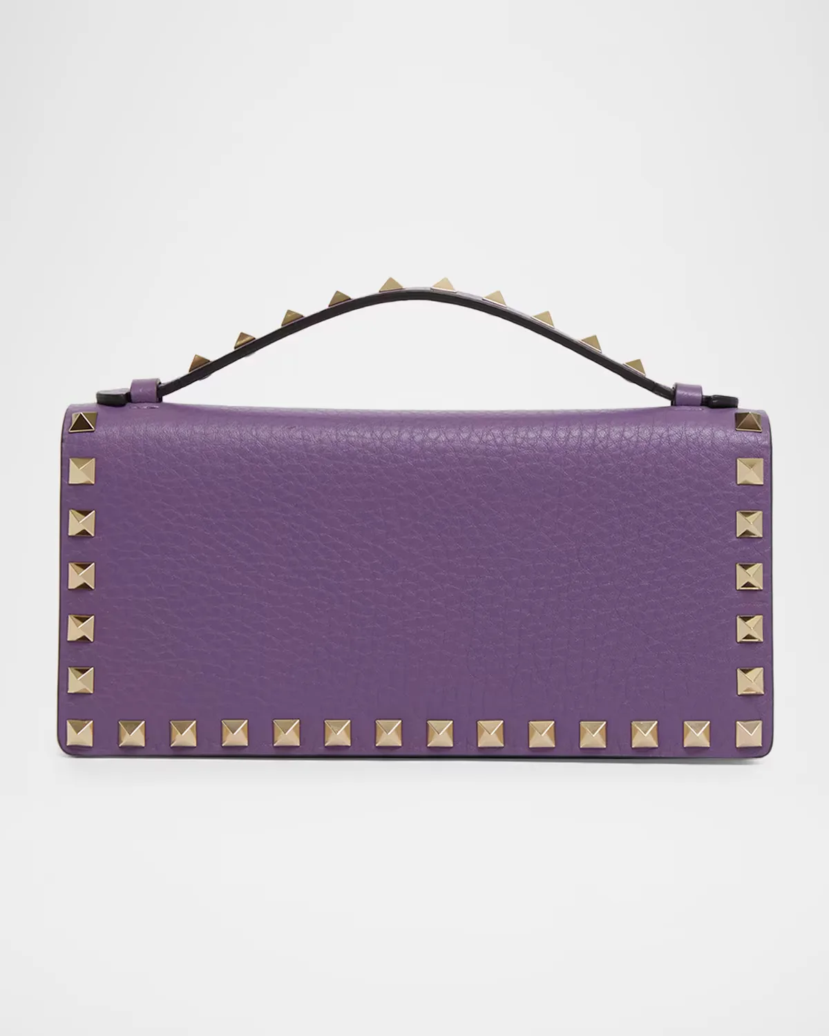 Rockstud Grain Leather Wallet on Chain