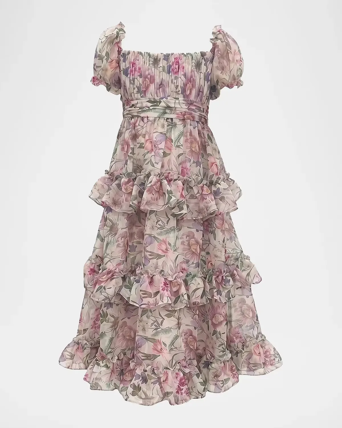Floral Ruffle Tiered Midi Dress by M.A.C.