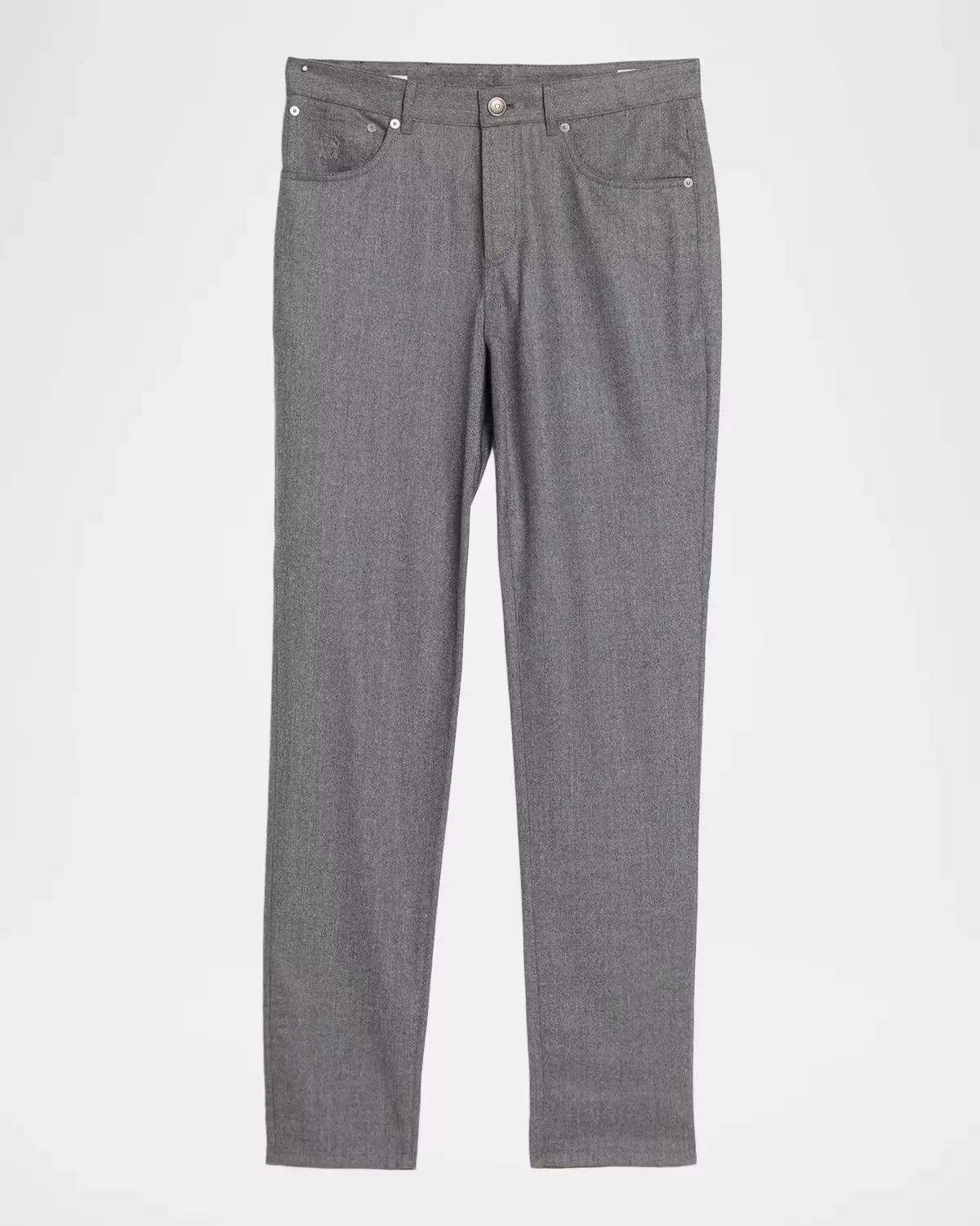 Flannel Tapered Leg Five-Pocket Pants by Brunello Cucinelli