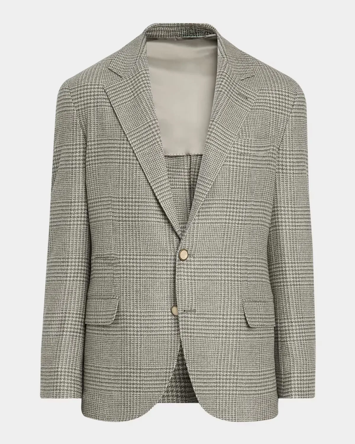 Glen Plaid Single-Breasted Sport Coat by Brunello Cucinelli