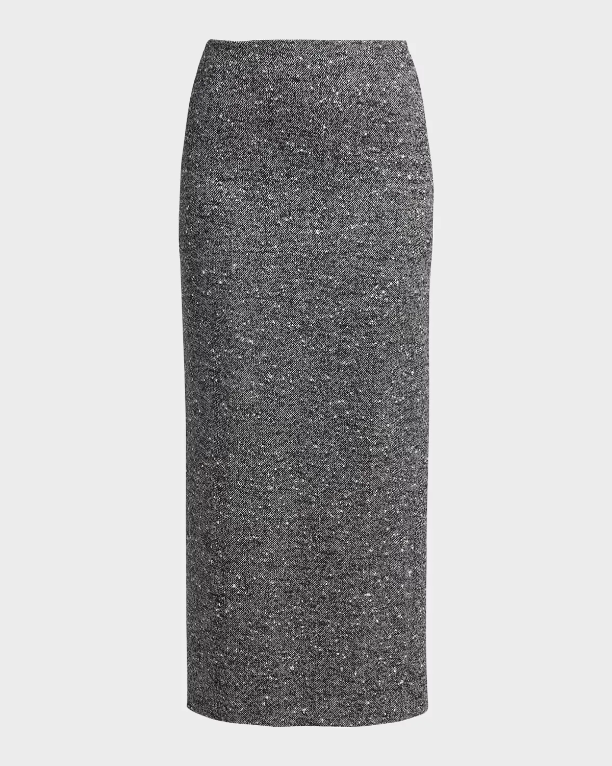 Herringbone Draped Slit Midi Skirt by Valentino Garavani