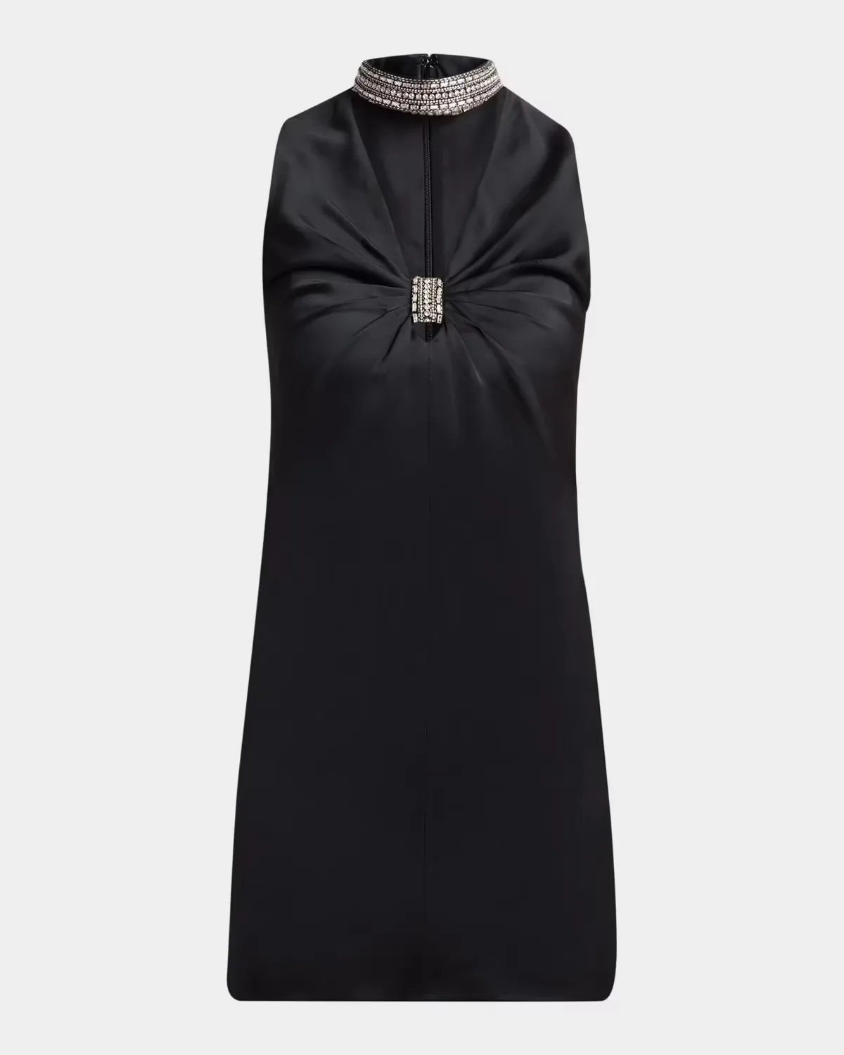 Embroidered Choker V-Neck Satin Mini Dress by Valentino Garavani