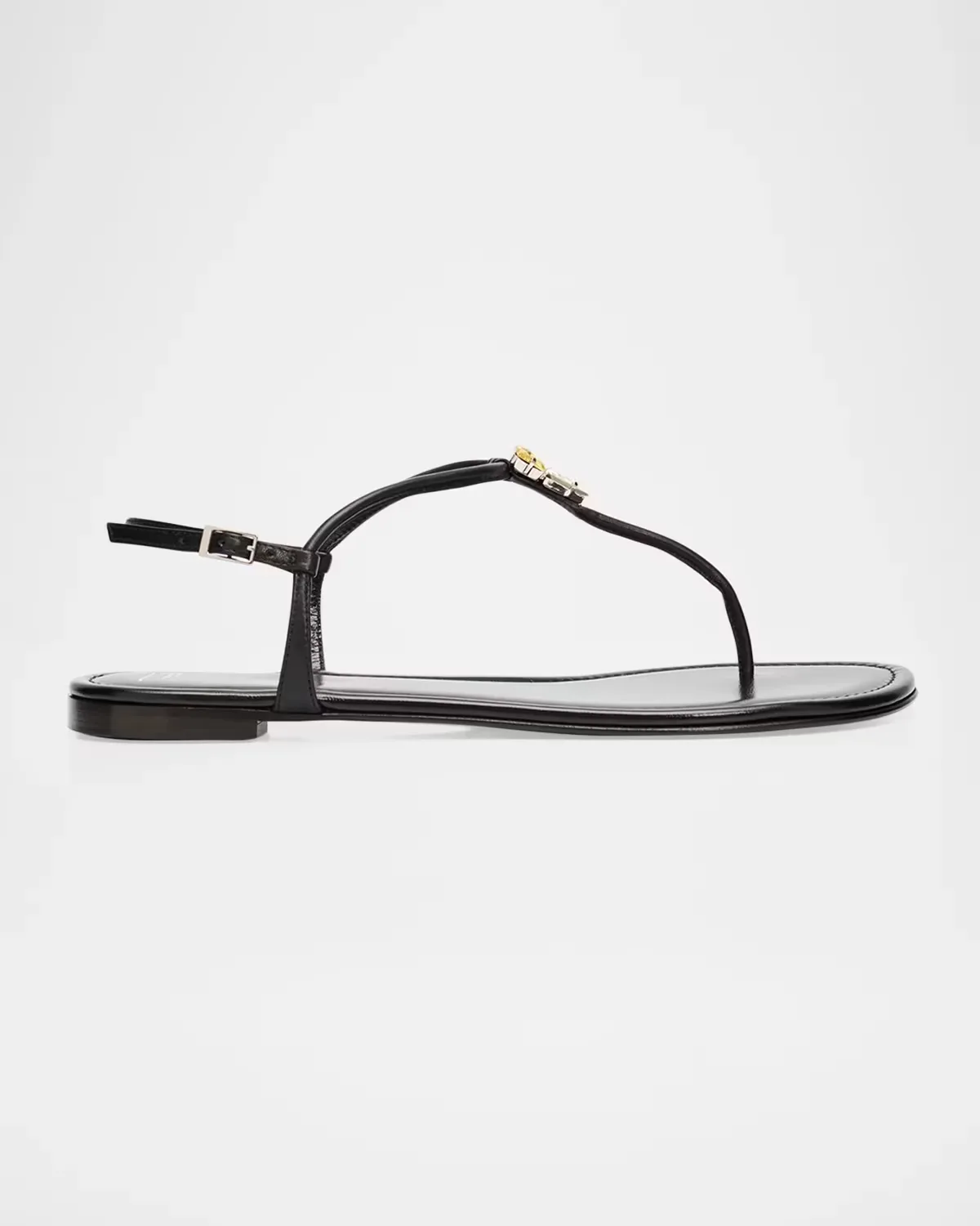 Hobby Embellished Flat Leather Thong Sandals